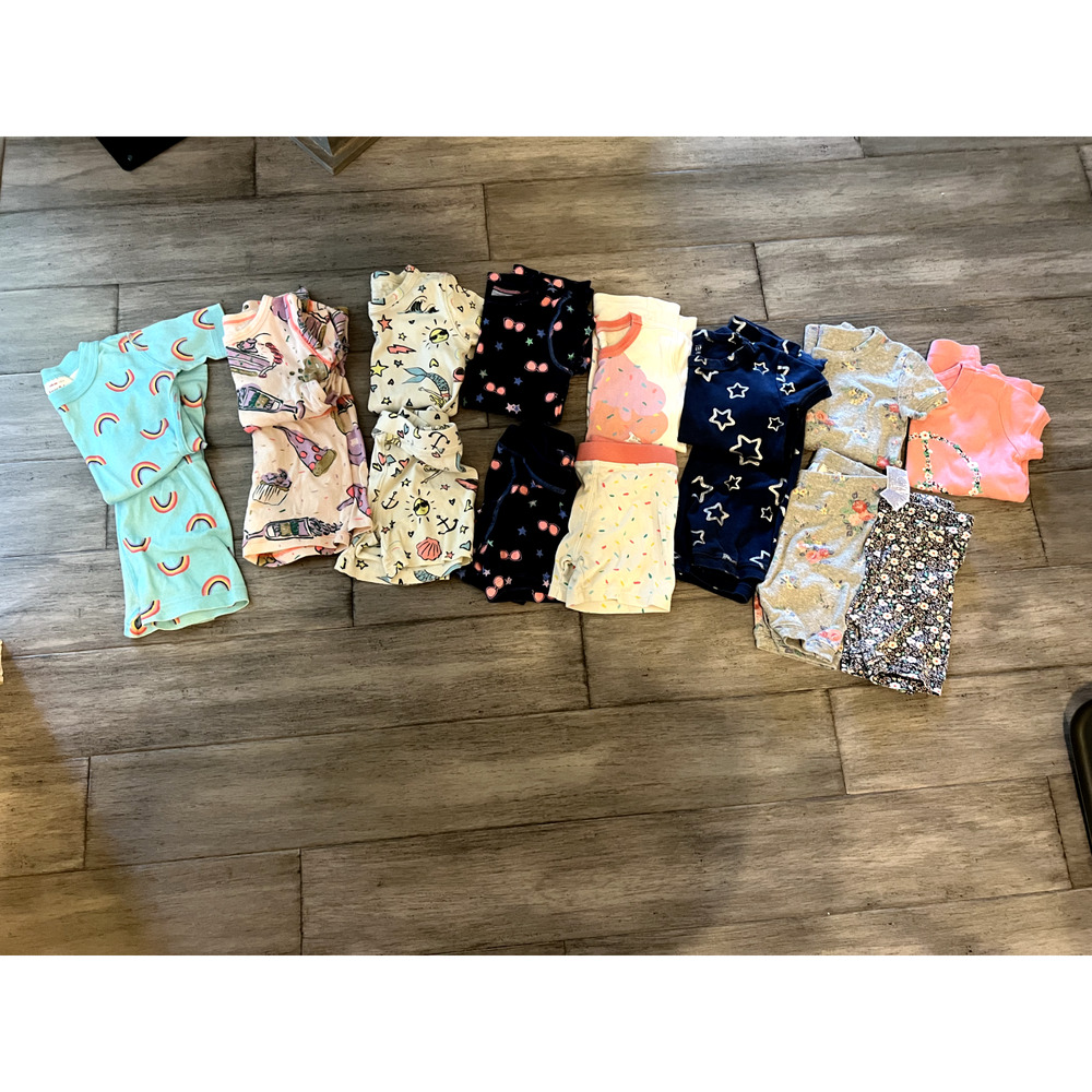 Lot of 8 Girls Short Sleeve Pajamas Crewcuts, Gap, Hanna Andersson 4T